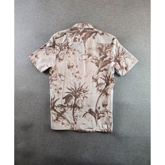NWT Ted Baker Belmar Shirt Mens 2 Small Ivory Short Sleeve Linen Blend Floral - Picture 2 of 15